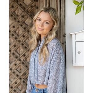 Elizabeth Crosby LA Camila Crop Top Floral Blue Liberty Print Small